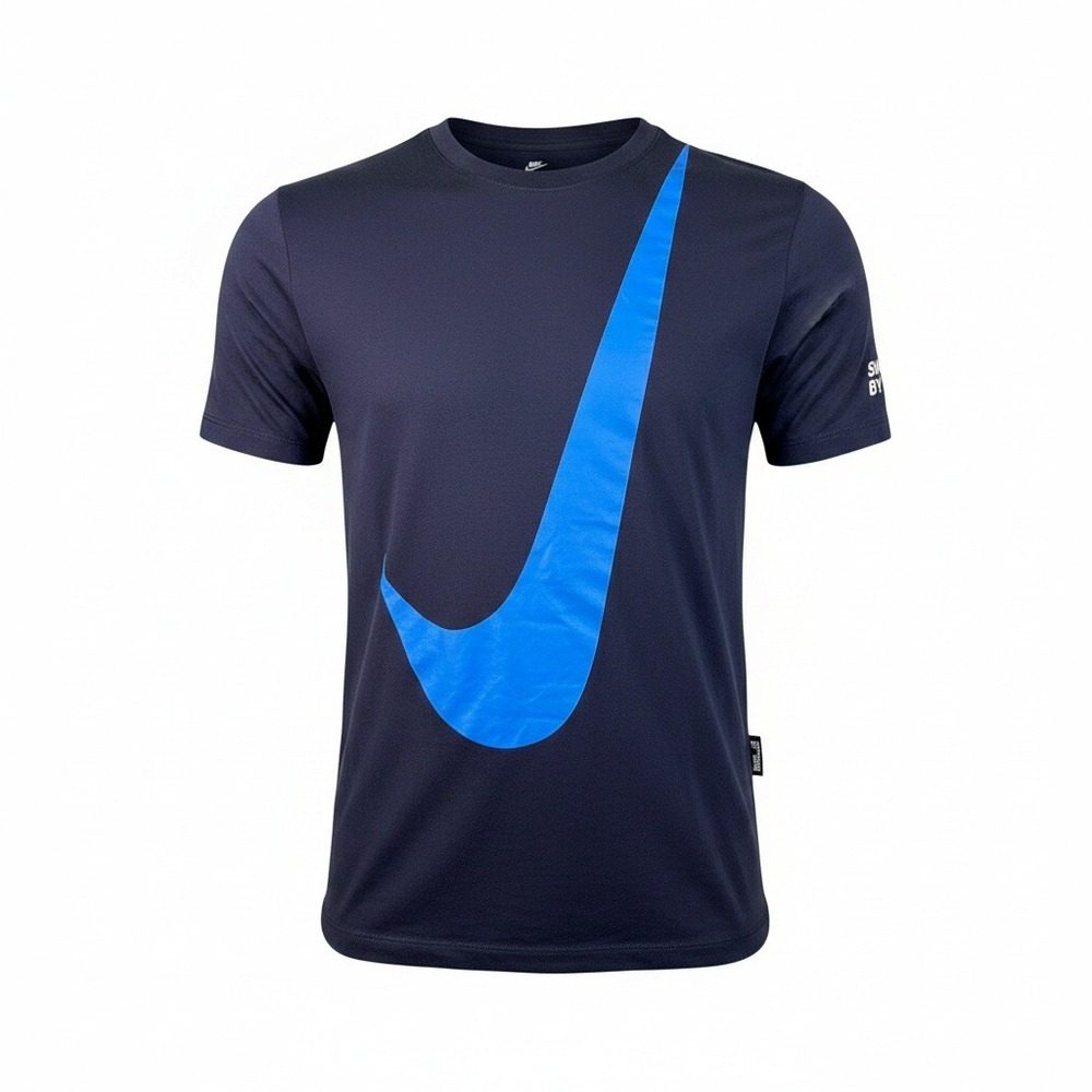 Nike The Nike Tee Mens XL Navy Blue Oversized Swoosh Graphic T Shirt